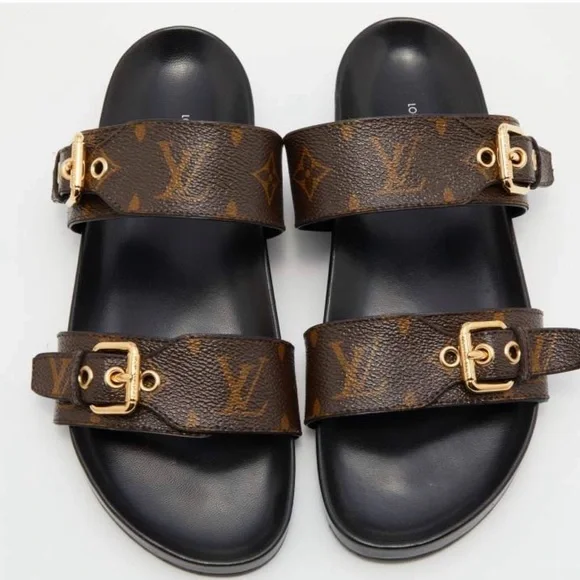 Louis Vuitton Dark Brown Monogram Slides - Picture 6 of 8